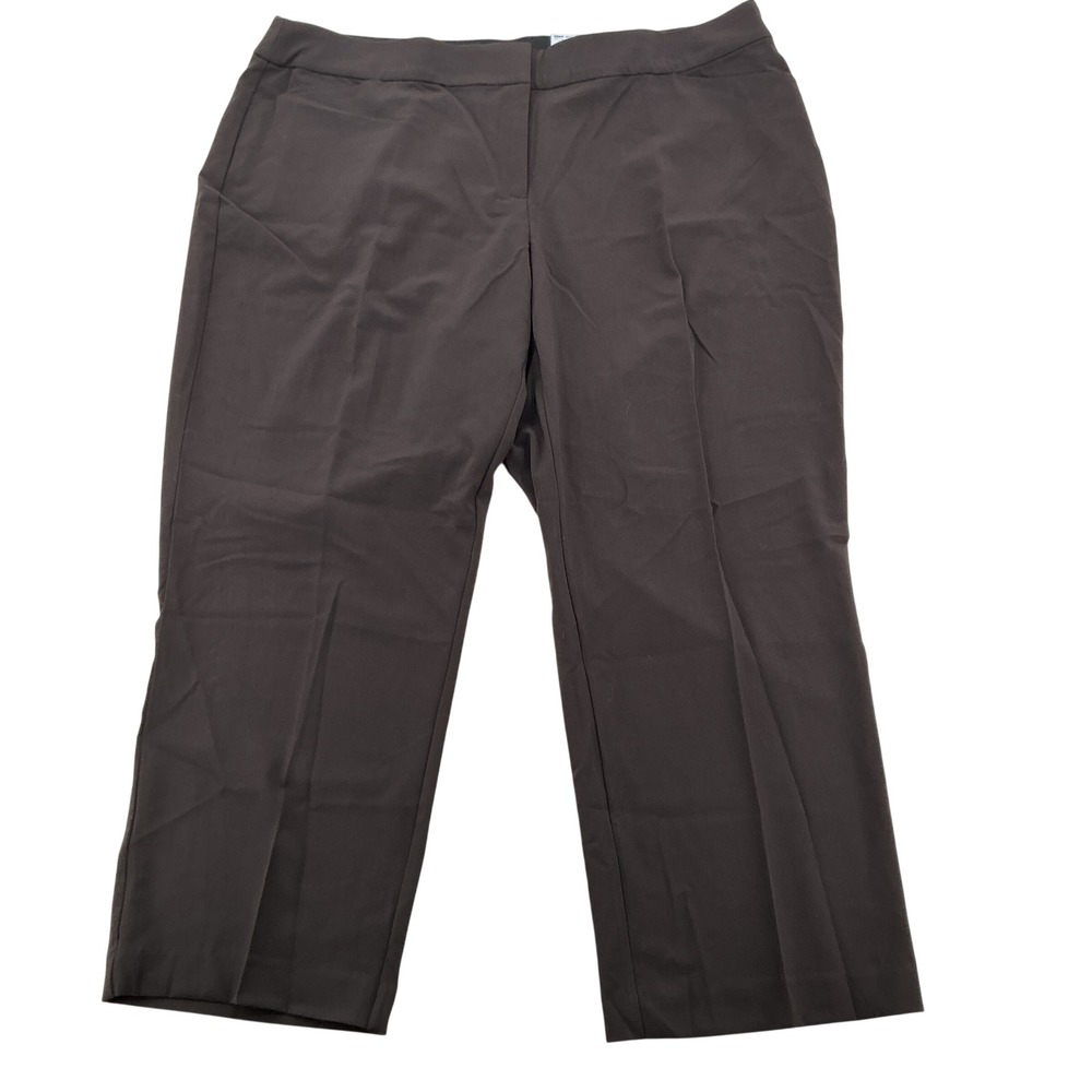 Croft & Barrow Trousers Womens 22W Short Brown Straight Leg Plus Size Career